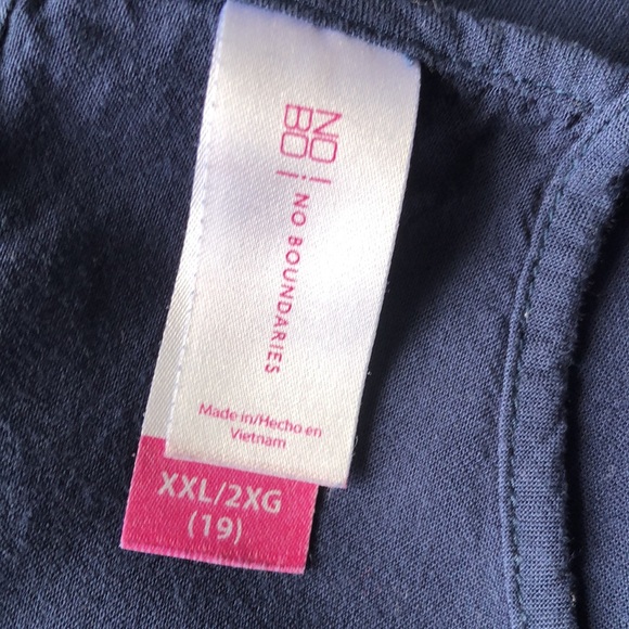 ❤️3X20 NO BOUNDARIES Navy Blue Flower Embroidered Tank Top | 2XL Junior - Picture 10 of 12